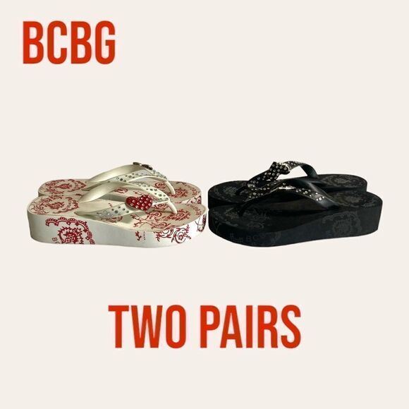 BCBG Wedge Flip Flops Size 7B - Picture 1 of 10